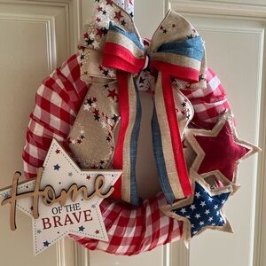 Patriotic Red and Blue 12 inch Wreath with Stars